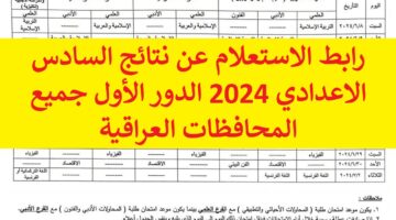 بصيغة الـ pdf رابط الاستعلام عن نتائج السادس الاعدادي 2024 الدور الأول جميع المحافظات العراقية موقع نتائجنا “mlazemna.com” وزارة التربية