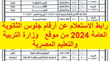 بالمجان استعلم عن “مقر لجنتك” رابط الاستعلام عن أرقام جلوس الثانوية العامة 2024 من موقع  وزارة التربية والتعليم المصرية