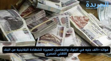  فوائد١٠٠ألف جنيه في البنوك والتفاصيل المميزة للشهادة البلاتينية من البنك الأهلي المصري