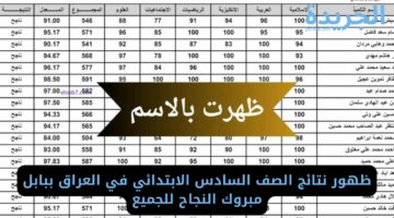 ظهور نتائج الصف السادس الابتدائي في العراق ببابل مبروك النجاح للجميع