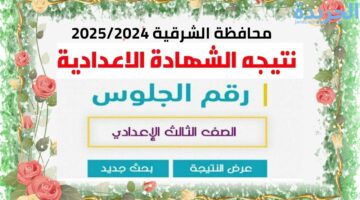 نتيجة الشهادة الإعدادية محافظة الشرقية 2024 بالاسم ورقم الجلوس