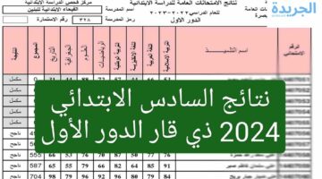 نتائج السادس الابتدائي 2024 ذي قار موقع نتائجنا PDF الناصريه سوق الشيوخ الشطرة وجميع المراكز