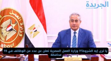 يا ترى إيه الشروط؟!! وزارة العمل المصرية تعلن عن عدد من الوظائف في 19 محافظة