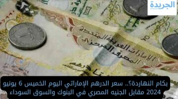 بكام النهاردة؟.. سعر الدرهم الإماراتي اليوم الخميس 6 يونيو 2024 مقابل الجنيه المصري في البنوك والسوق السوداء