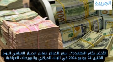 الأخضر بكام النهاردة؟.. سعر الدولار مقابل الدينار العراقي اليوم الاثنين 24 يونيو 2024 في البنك المركزي والبورصات العراقية