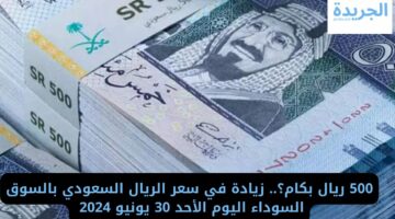 500 ريال بكام؟.. زيادة في سعر الريال السعودي بالسوق السوداء اليوم الأحد 30 يونيو 2024 