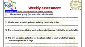 تقييمات أسبوع الكيمياء للصف الثاني الثانوي